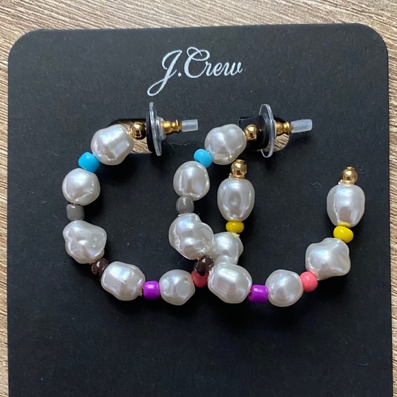 J. Crew Jewelry - NWT J.Crew Blair Pearl Pop Hoop Earrings